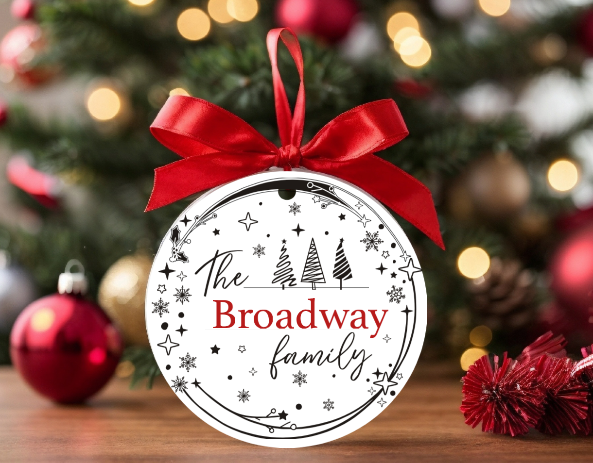 Custom Winter Family Name Christmas Ornament