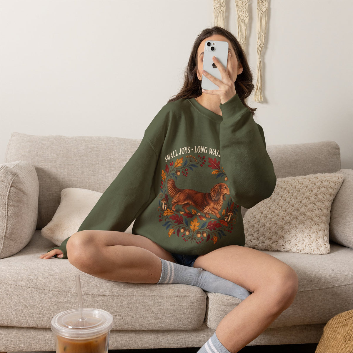Small Joys Long Walks Dachshund Sweatshirt – Cozy Fall Dog Lover Crewneck