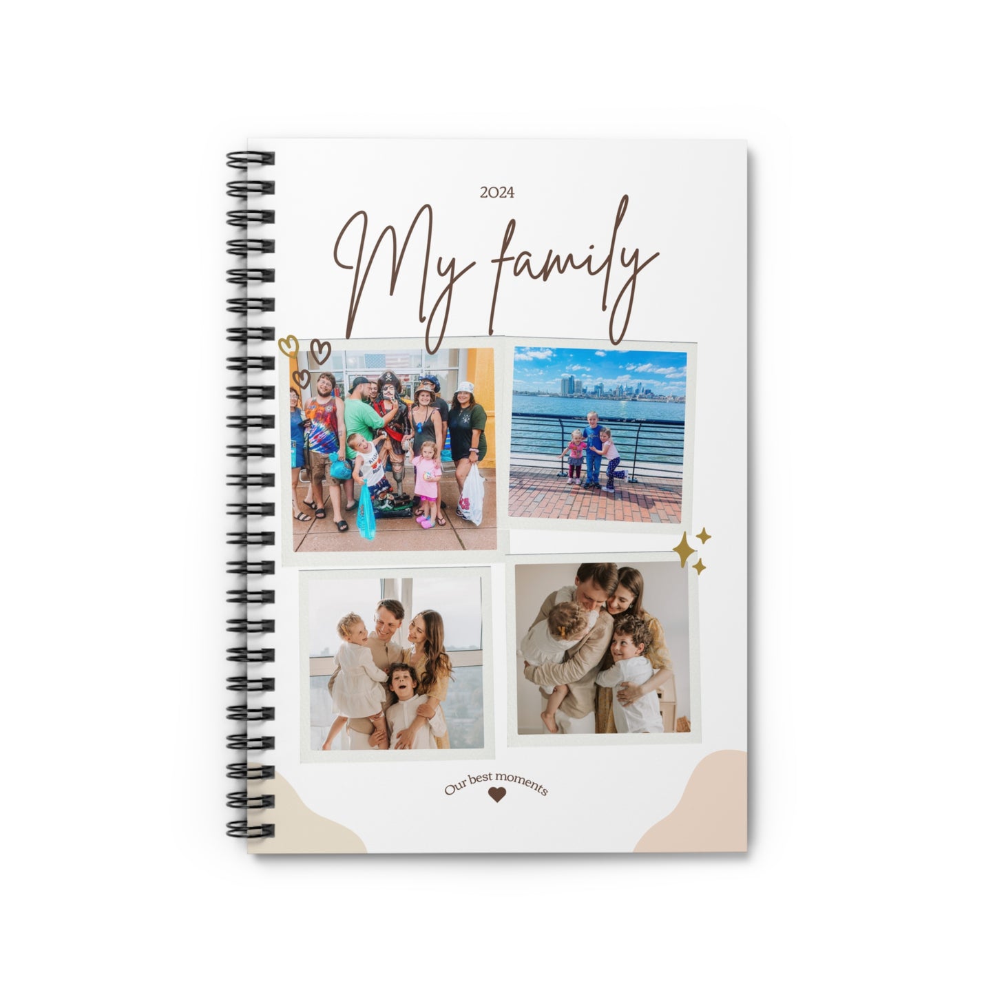 Custom collage Spiral Notebook - Ruled Line, Personalize with your own photo's, gift for mom, dad, friend, grandma, coworker