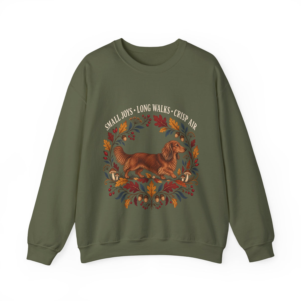 Small Joys Long Walks Dachshund Sweatshirt – Cozy Fall Dog Lover Crewneck