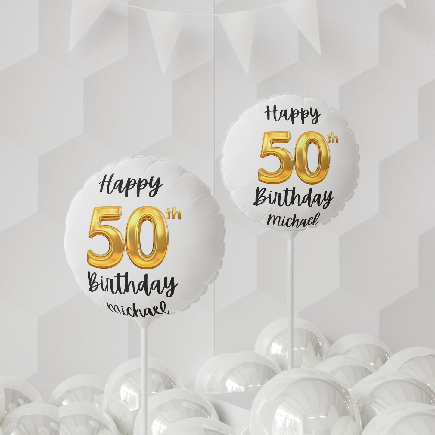 Personalized Custom 50th Happy Birthday Balloon 11" Round, Mylar