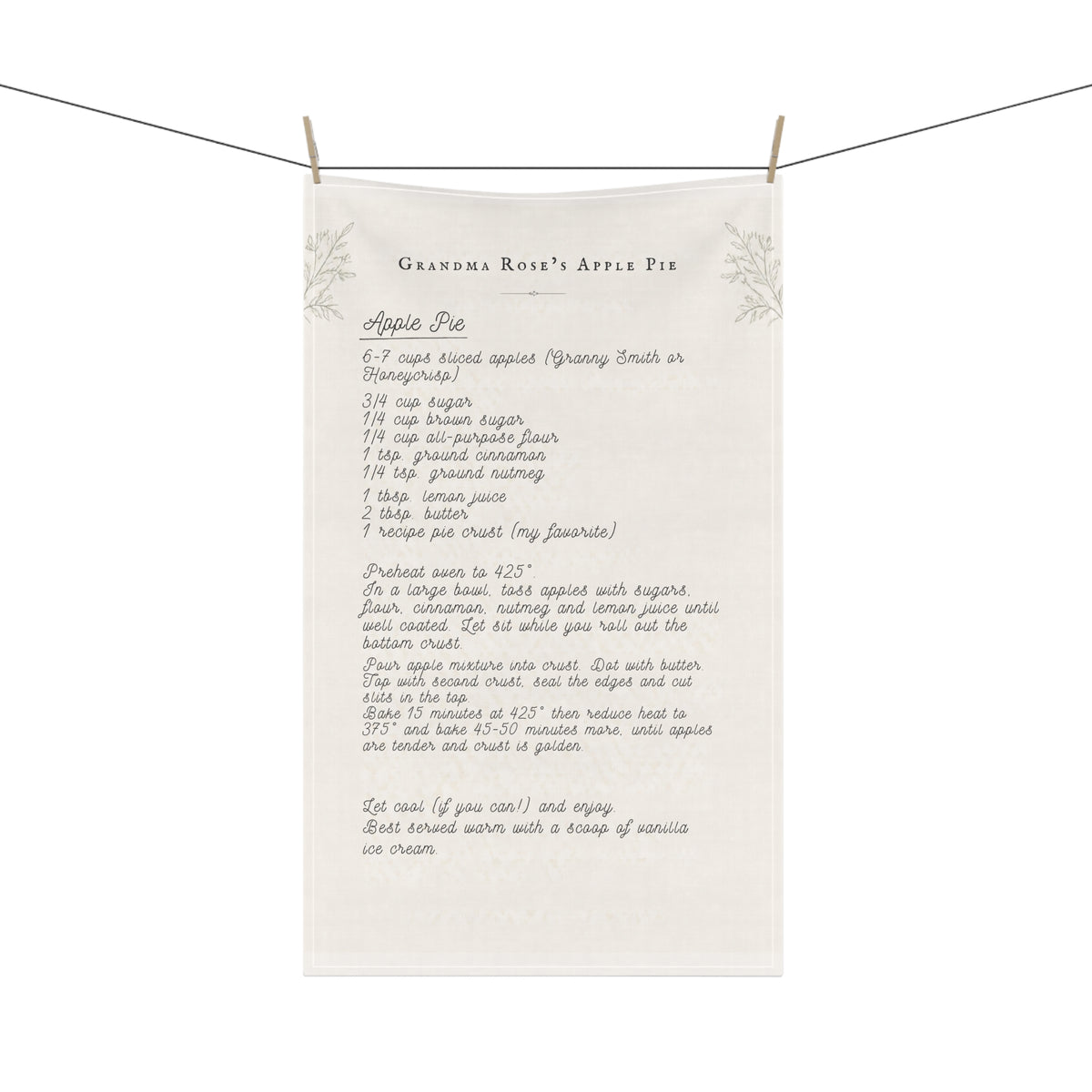 Personalized Handwritten Recipe Tea Towel – Family Heirloom or Memorial Gift