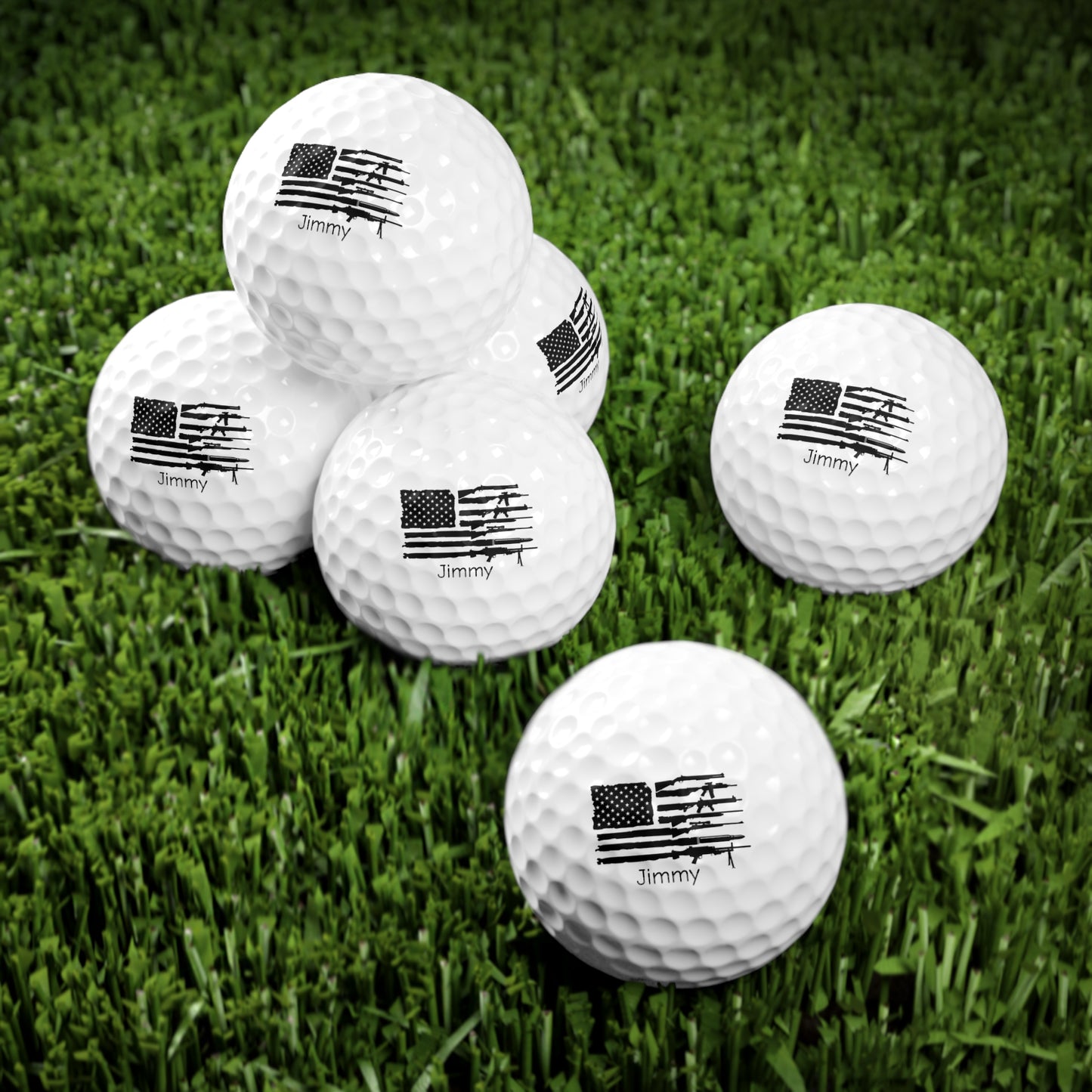 Custom Golf Balls, 6pcs, American flag, rifle flag, 2nd Amendment, Personalized golf ball gift Father's Day gift, Happy Father's Day gift