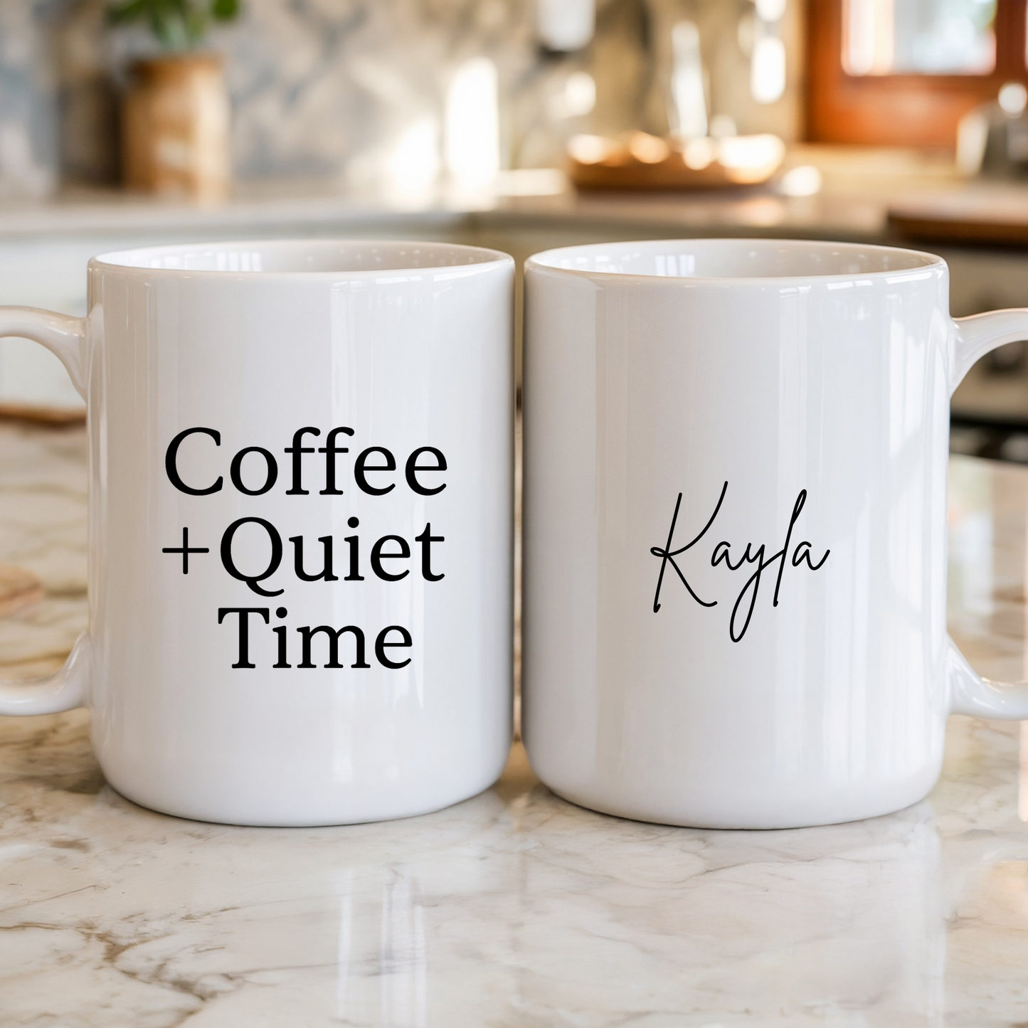 Personalized Coffee Mug - Custom Name Ceramic Cup | Coffee + Quiet Time Gift for Her