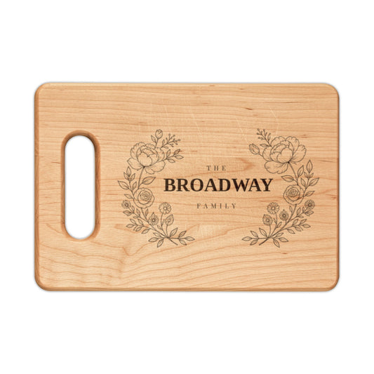 Personalized Family Name Cutting Board – Floral Engraving