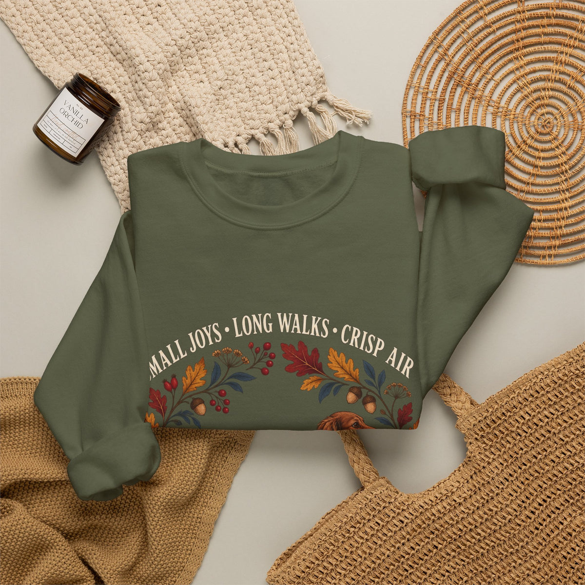 Small Joys Long Walks Dachshund Sweatshirt – Cozy Fall Dog Lover Crewneck