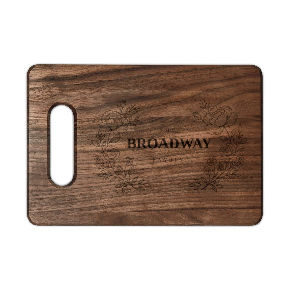 Personalized Family Name Cutting Board – Floral Engraving