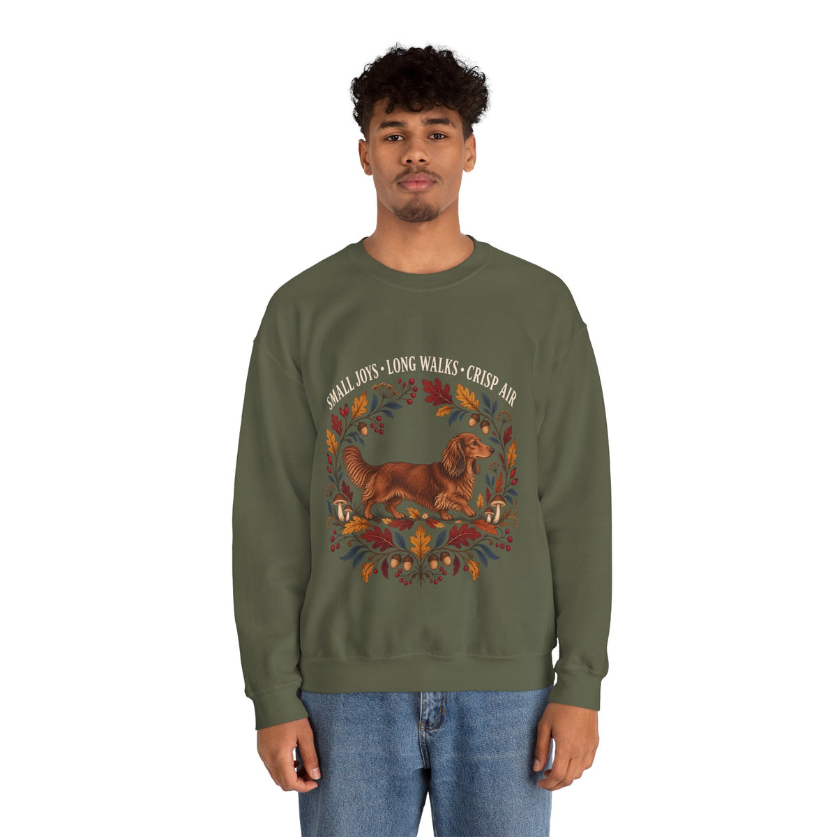 Small Joys Long Walks Dachshund Sweatshirt – Cozy Fall Dog Lover Crewneck