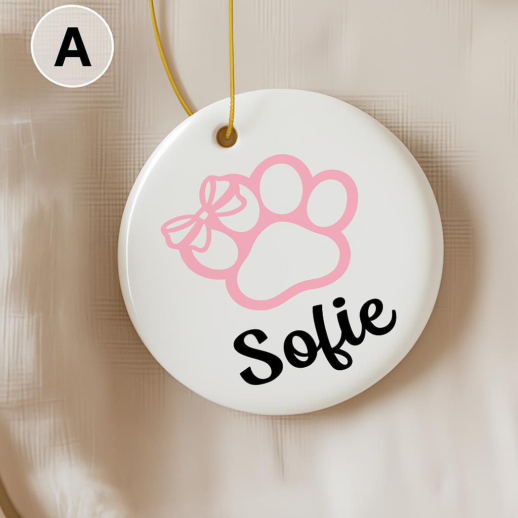 Personalized Pet Paw Print Christmas Ornaments | Custom Dog & Cat Memorial or First Christmas Ornament | Local Pickup – Painted Tree Glen Allen