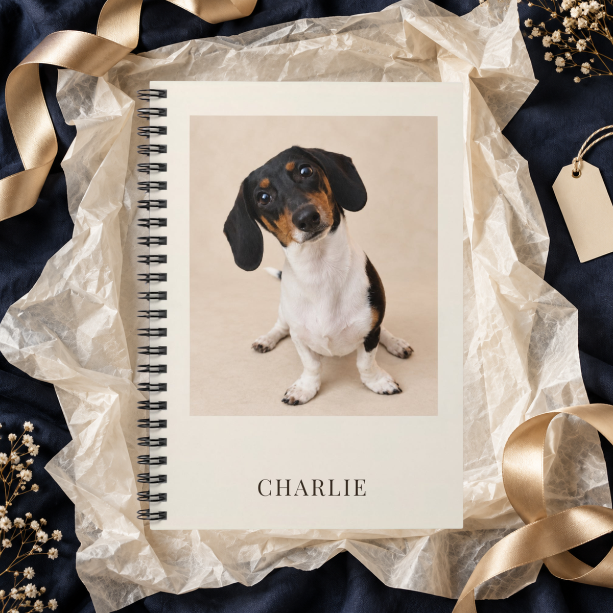 Personalized Pet Photo Spiral Notebook — Custom Name, 6 × 8