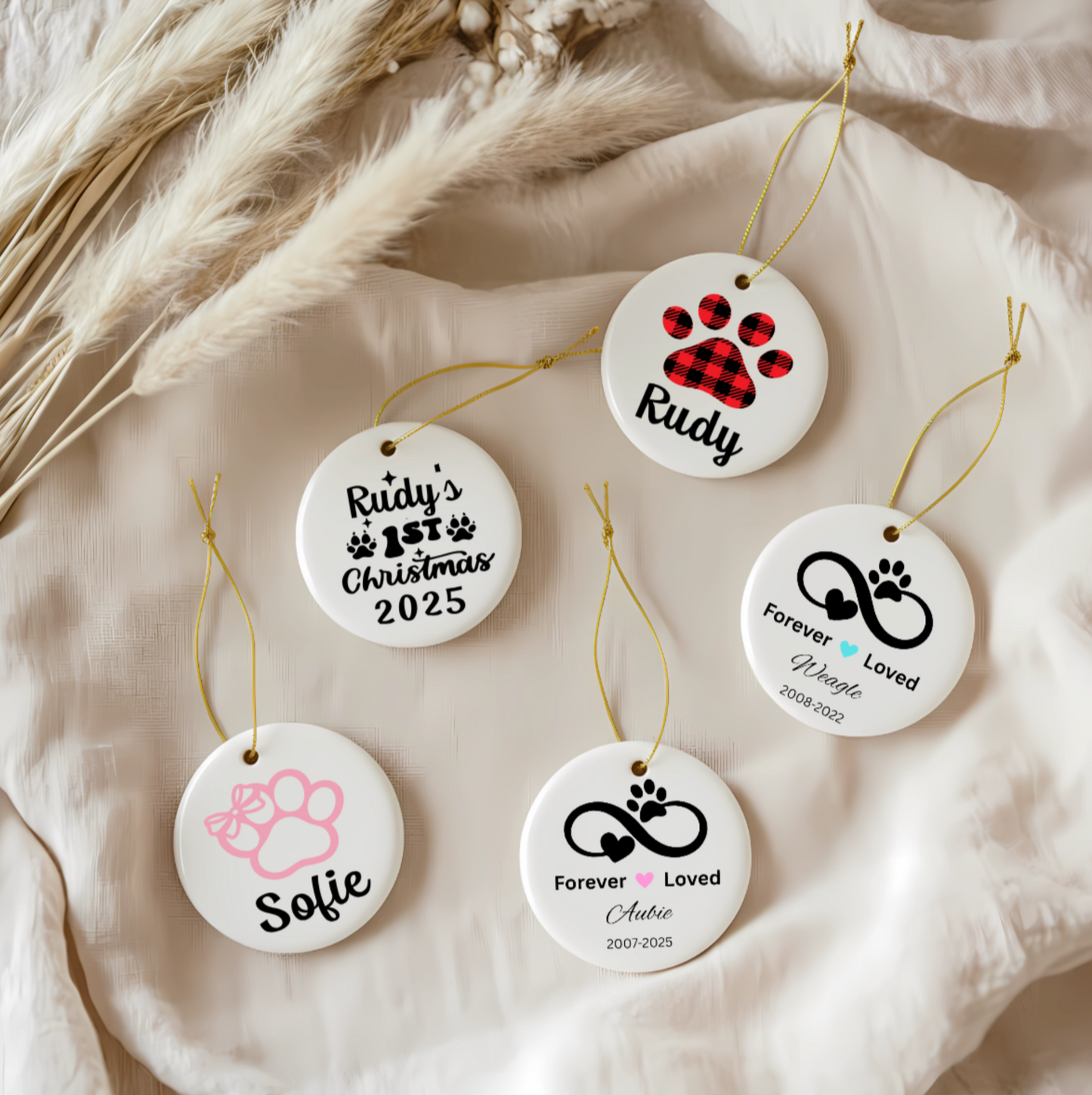 Personalized Pet Paw Print Christmas Ornaments | Custom Dog & Cat Memorial or First Christmas Ornament | Local Pickup – Painted Tree Glen Allen